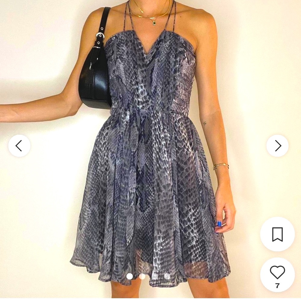 NWT W118 by Walter Baker Daphine Python Dress Strappy Chiffon Flounce Sz S NEW